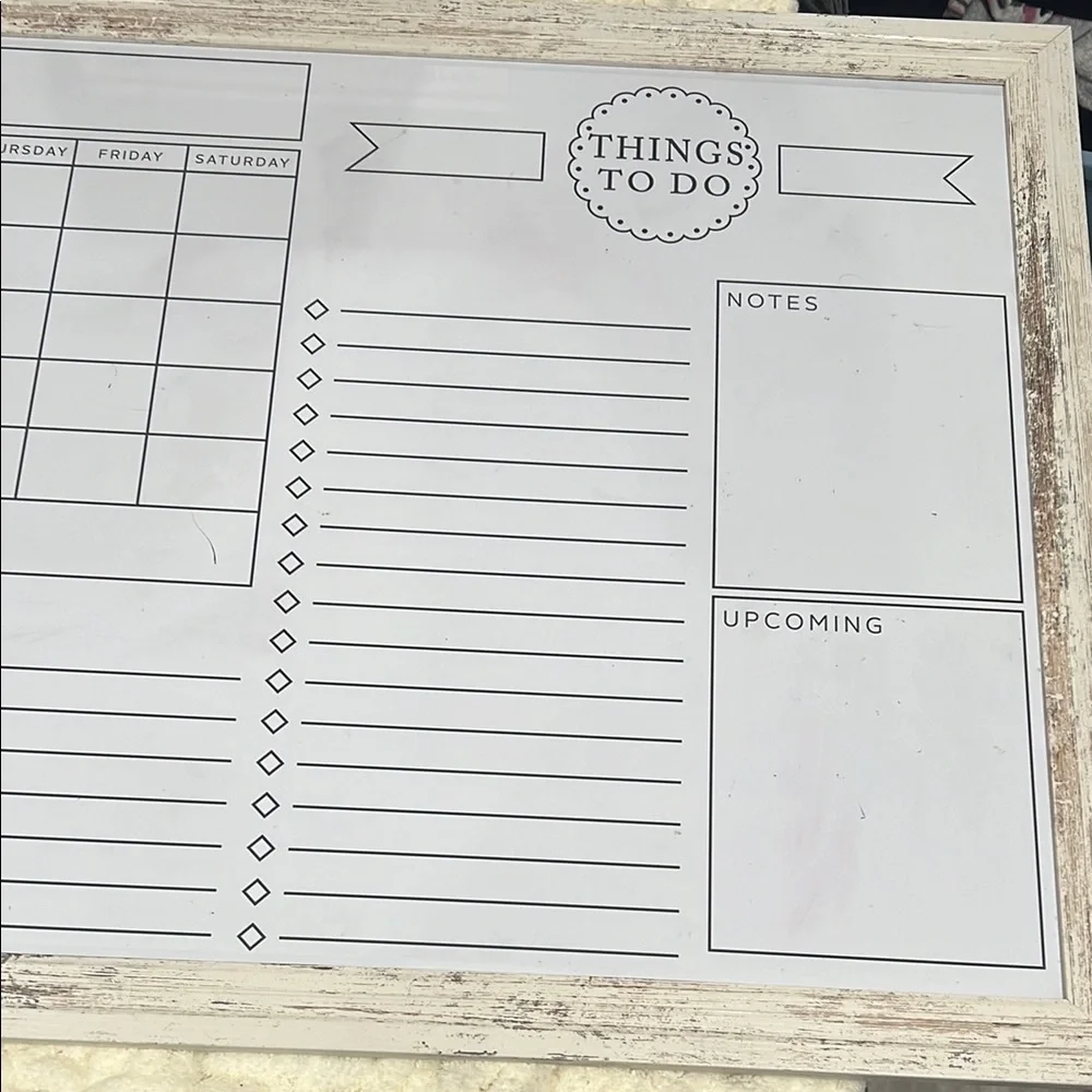 Rustic Whiteboard Monthly Planner